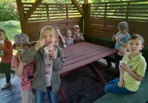 dzieci z gr.6 jedzą lody