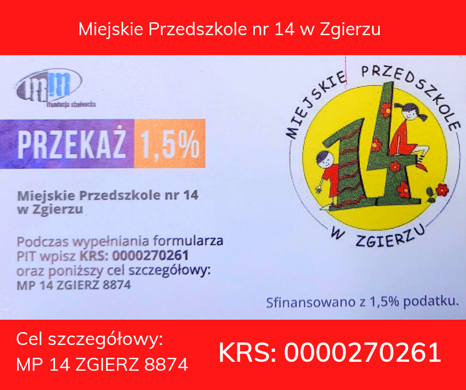 1,5% dla Miejskiego Przedszkola nr 14 w Zgierzu