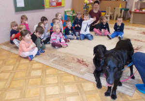 Dzieci z grupy II na zajęciach z dogoterapii