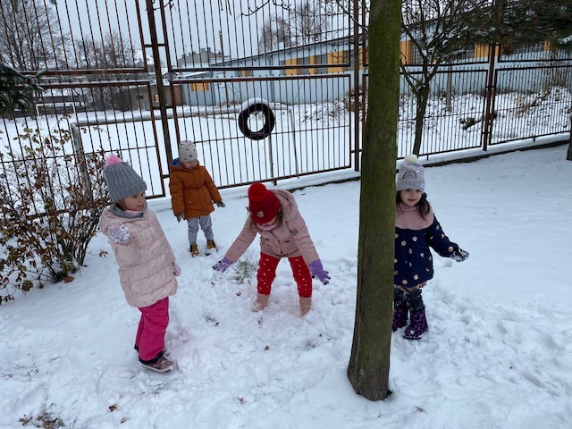 zabawy na śniegu w grupie maluszków - Obrazek 2