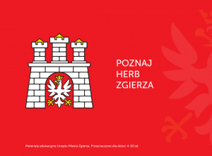 Grafika z napisem Poznaj herb miasta Zgierza