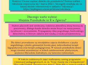 Plakat informacyjny o rekrutacji do przedszkola