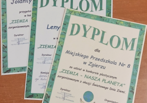 Dyplomy i podziękowania za udział w konkursie