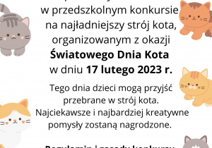 Grafika - informacja o konkursie na najładniejszy strój kota