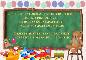 Grafika informacja o zebraniu i zajęciach adaptacyjnych