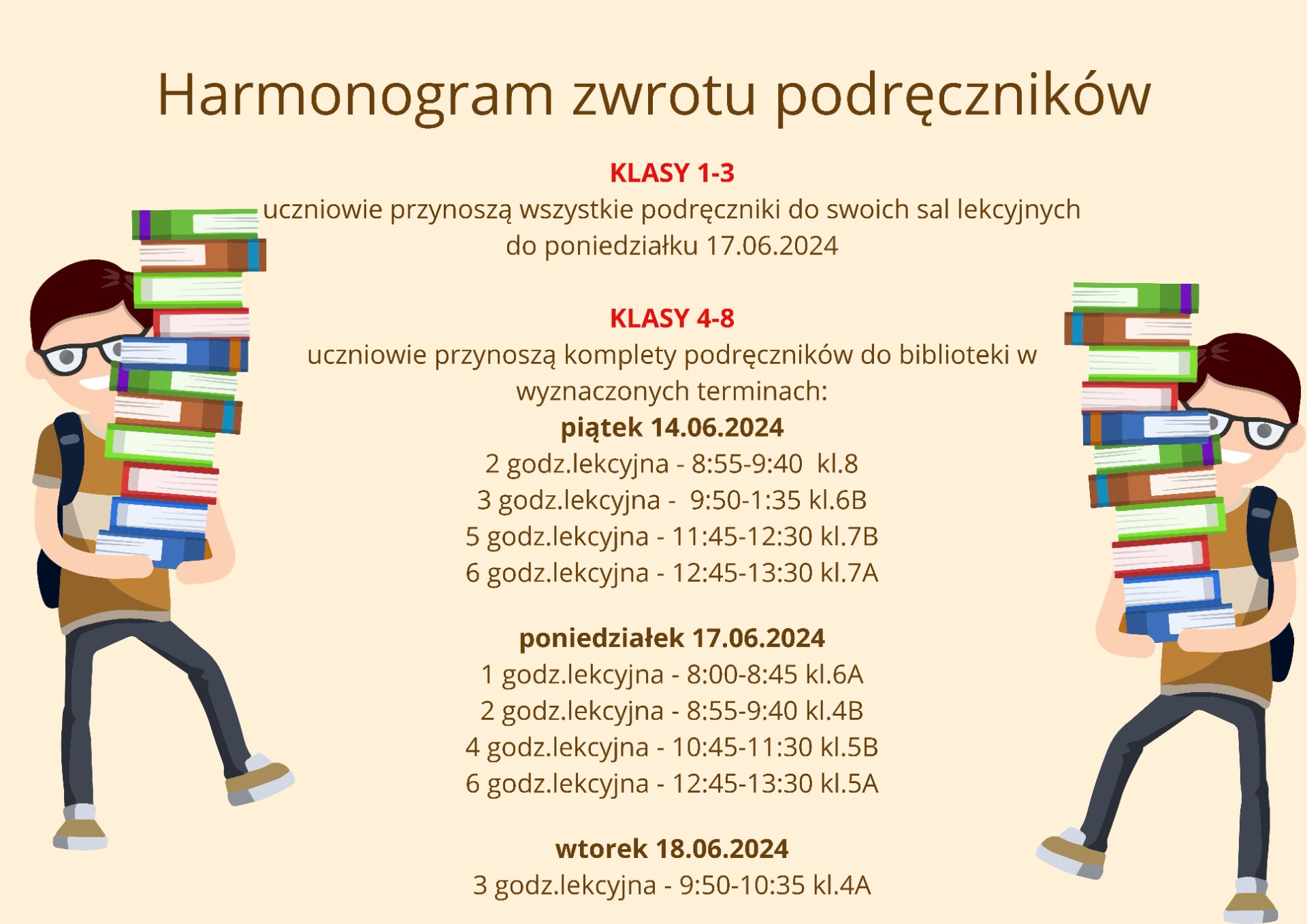 Harmonogram zwrotu podręczników - Obrazek 1