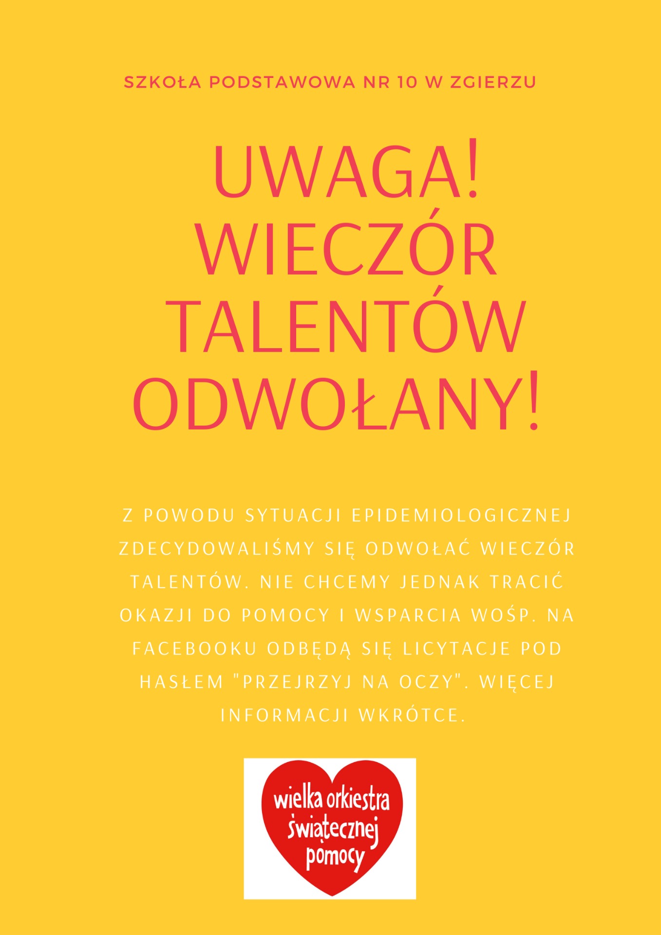 UWAGA! WIECZÓR TALENTÓW ODWOŁANY - Obrazek 1